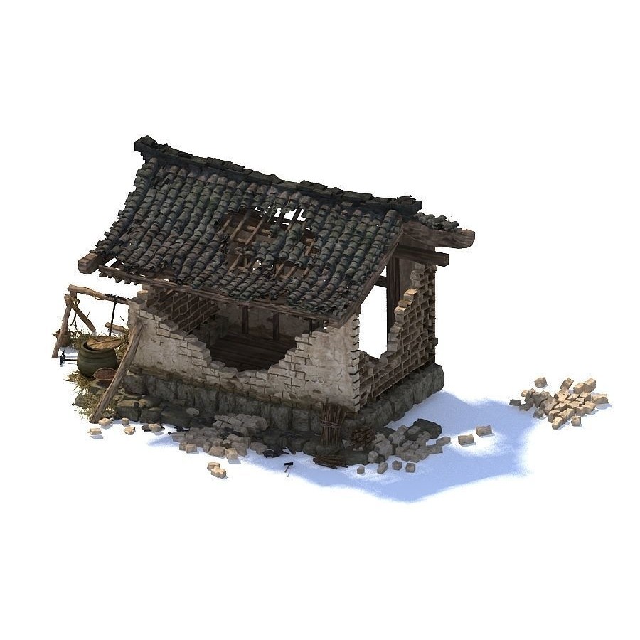 Abandoned House 3D Model – PBR Game Asset, FBX, OBJ, Blender - View 7