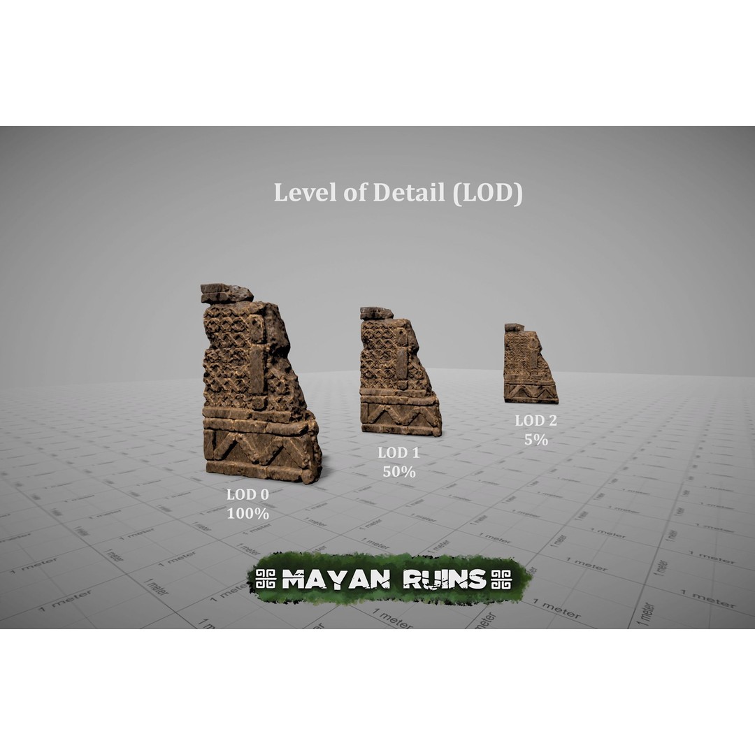 Mayan Ruins 3D Model – Low Poly Historic Environment Kit, FBX - View 3