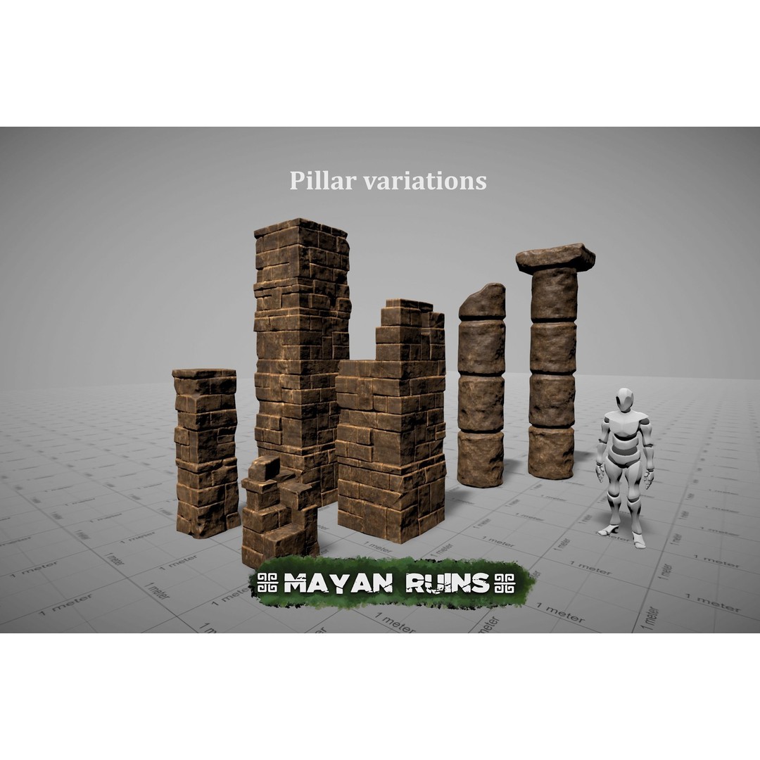 Mayan Ruins 3D Model – Low Poly Historic Environment Kit, FBX - View 6