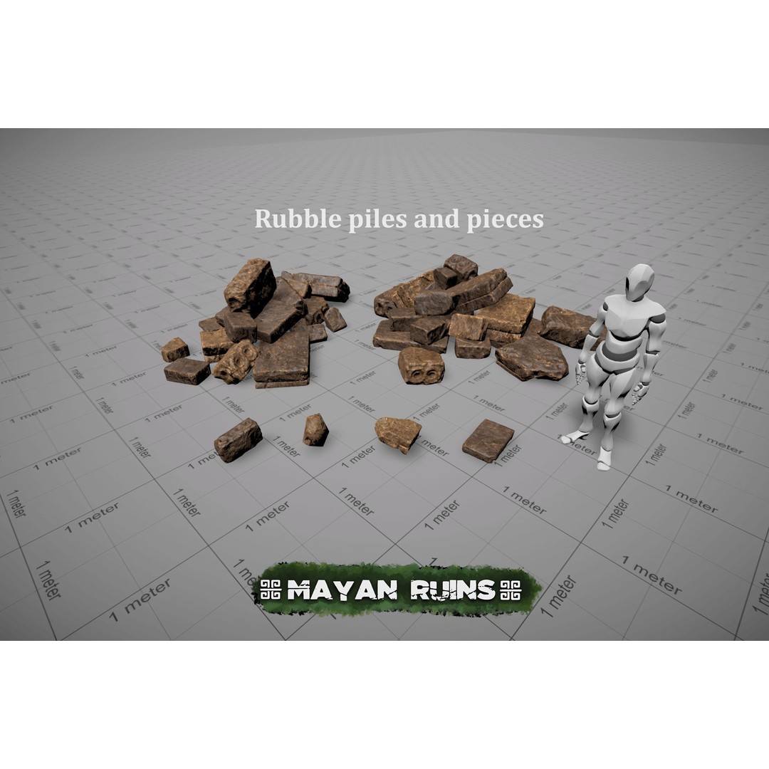 Mayan Ruins 3D Model – Low Poly Historic Environment Kit, FBX - View 7
