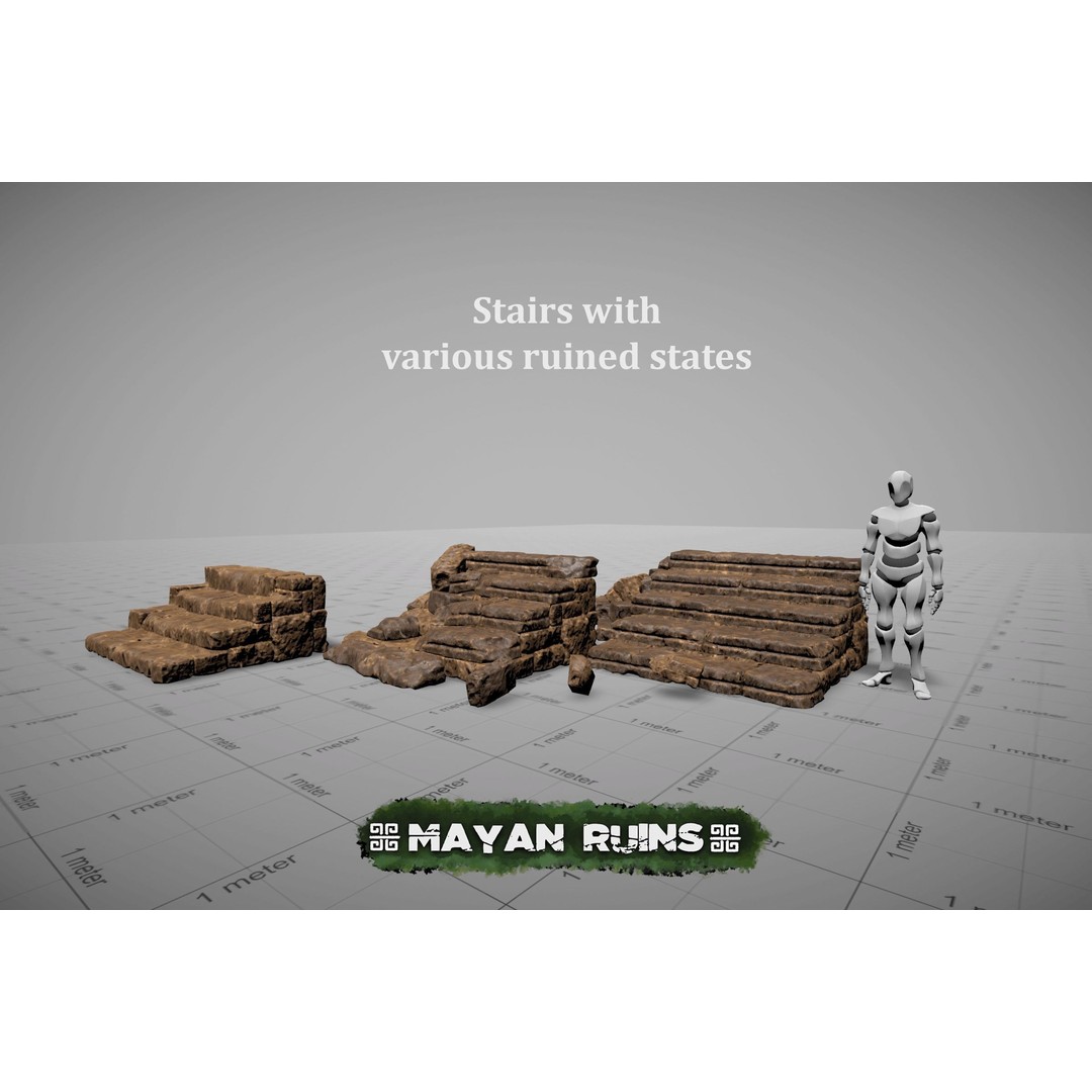 Mayan Ruins 3D Model – Low Poly Historic Environment Kit, FBX - View 9