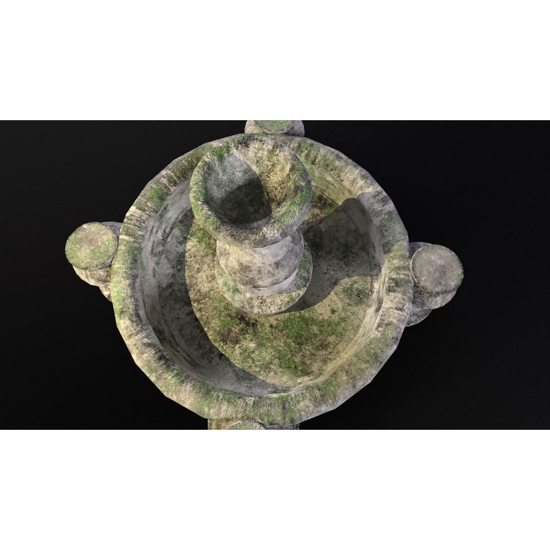 Round Stone Fountain 3D Model – Low Poly PBR Asset, FBX, OBJ - View 19