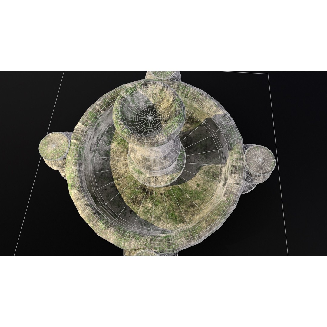 Round Stone Fountain 3D Model – Low Poly PBR Asset, FBX, OBJ - View 20
