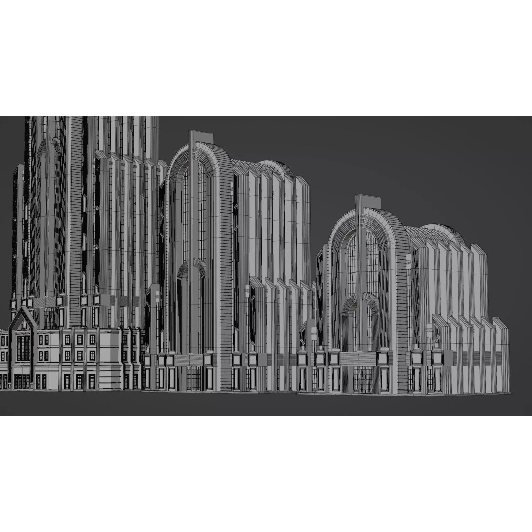 Fantasy Building 3D Model – Art Deco Low Poly Architecture, FBX