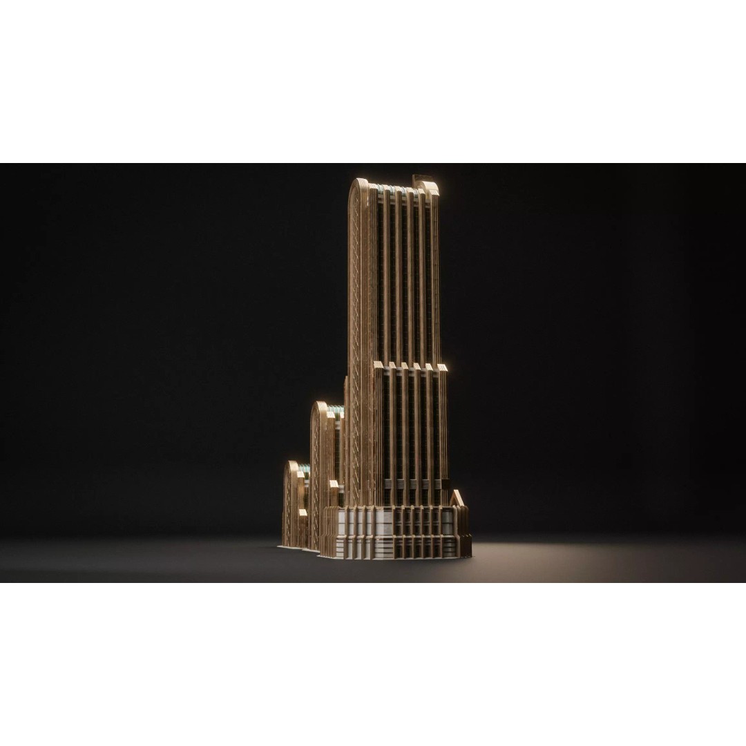 Fantasy Building 3D Model – Art Deco Low Poly Architecture, FBX - View 10