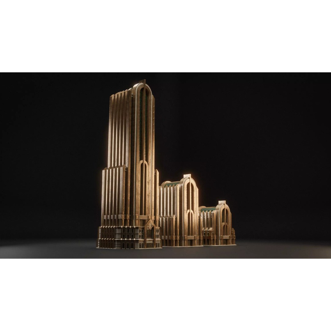 Fantasy Building 3D Model – Art Deco Low Poly Architecture, FBX - View 11
