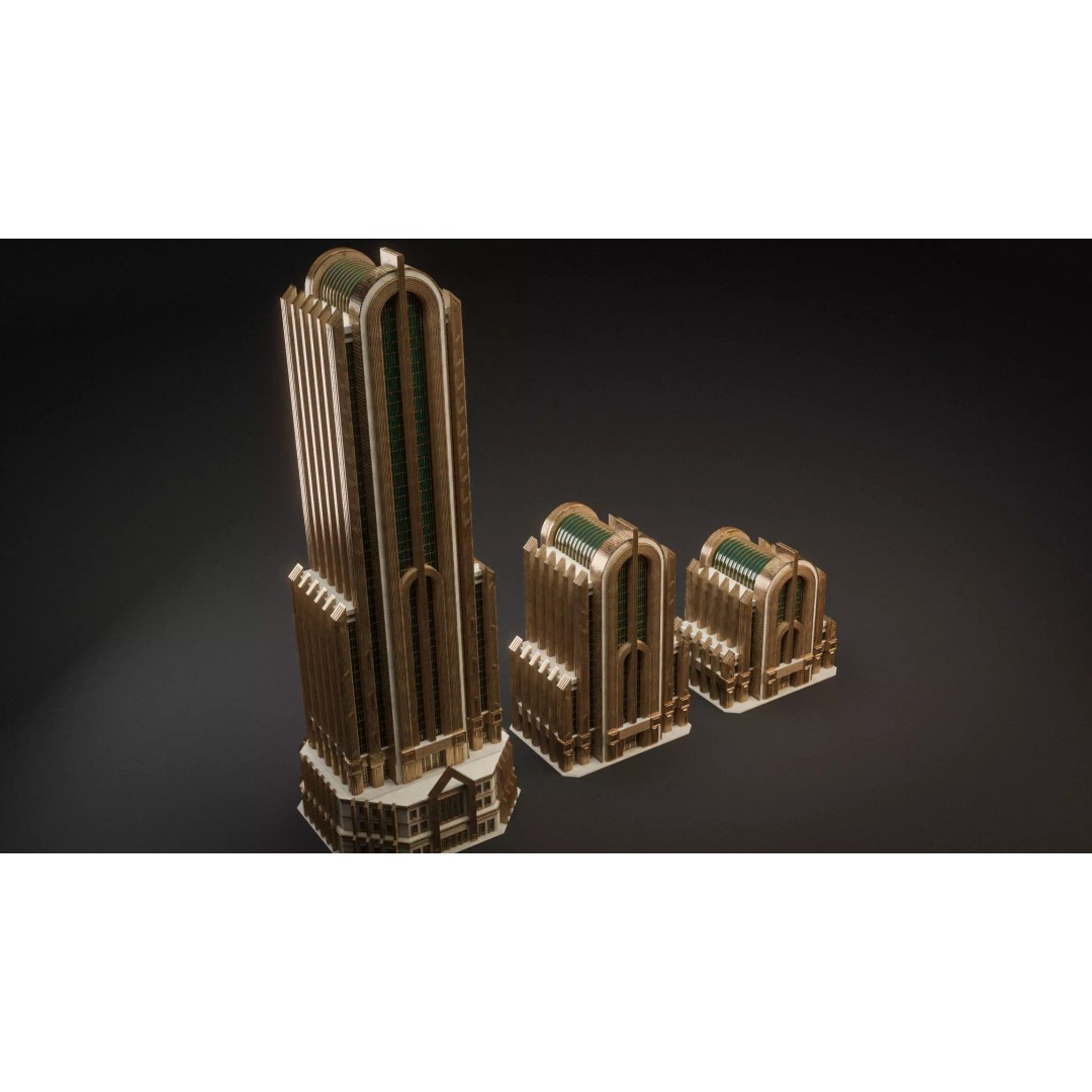Fantasy Building 3D Model – Art Deco Low Poly Architecture, FBX - View 12