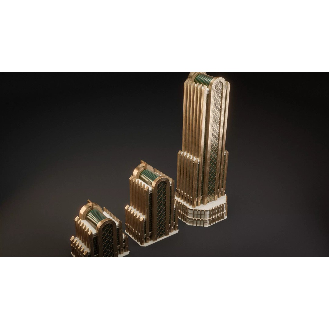 Fantasy Building 3D Model – Art Deco Low Poly Architecture, FBX - View 13