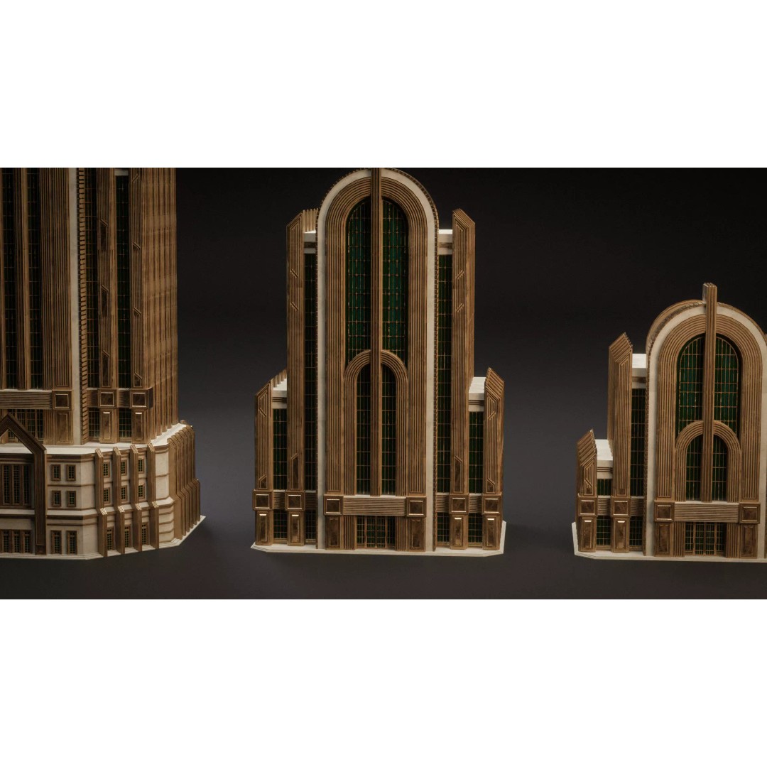 Fantasy Building 3D Model – Art Deco Low Poly Architecture, FBX - View 14