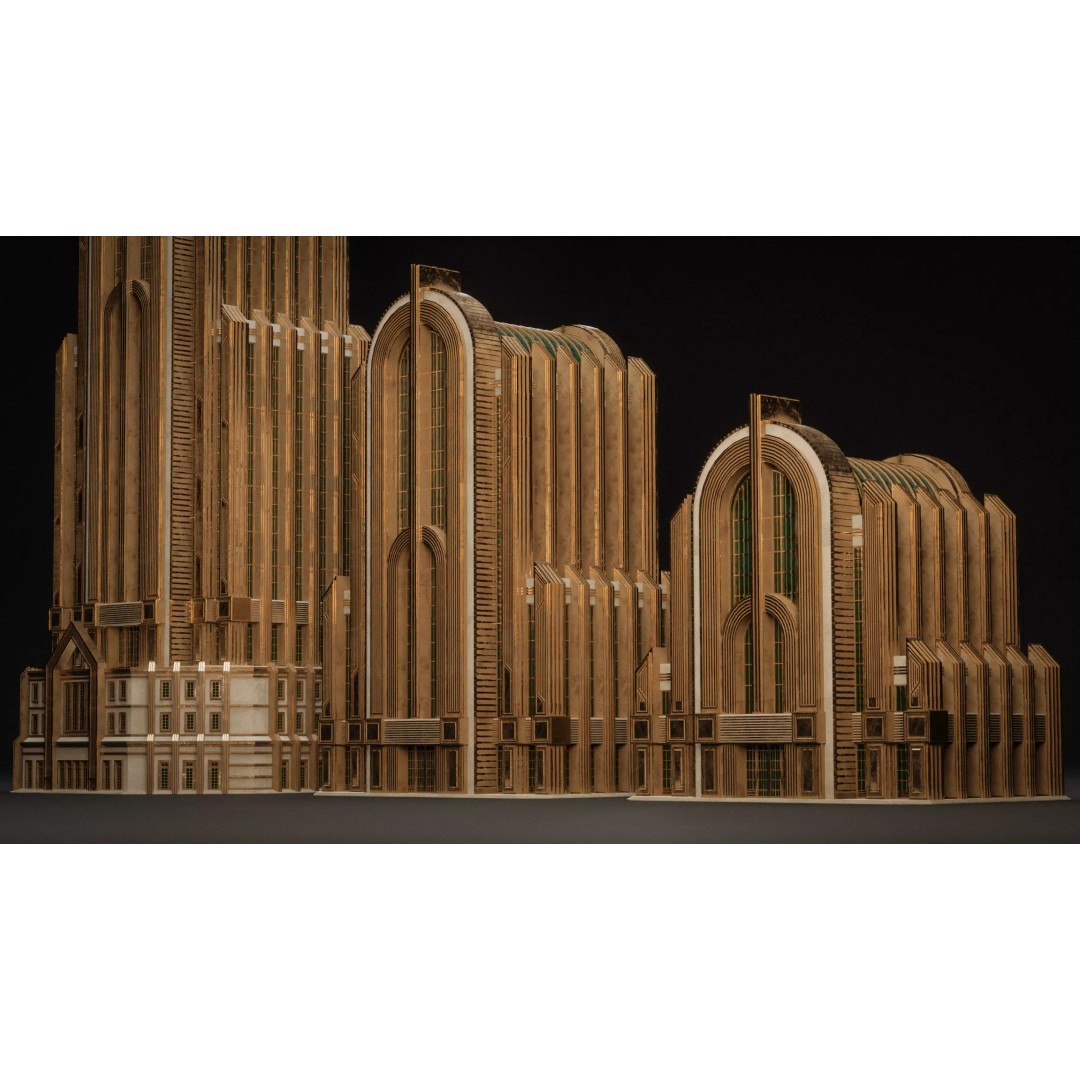 Fantasy Building 3D Model – Art Deco Low Poly Architecture, FBX - View 15