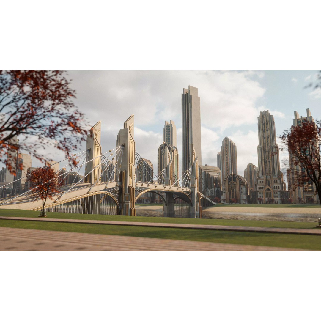 Fantasy Building 3D Model – Art Deco Low Poly Architecture, FBX - View 17