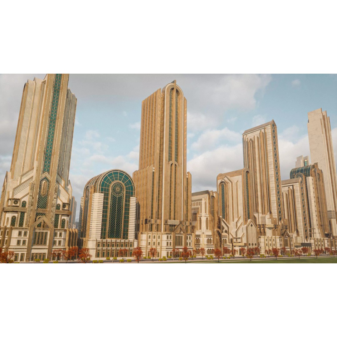 Fantasy Building 3D Model – Art Deco Low Poly Architecture, FBX - View 3