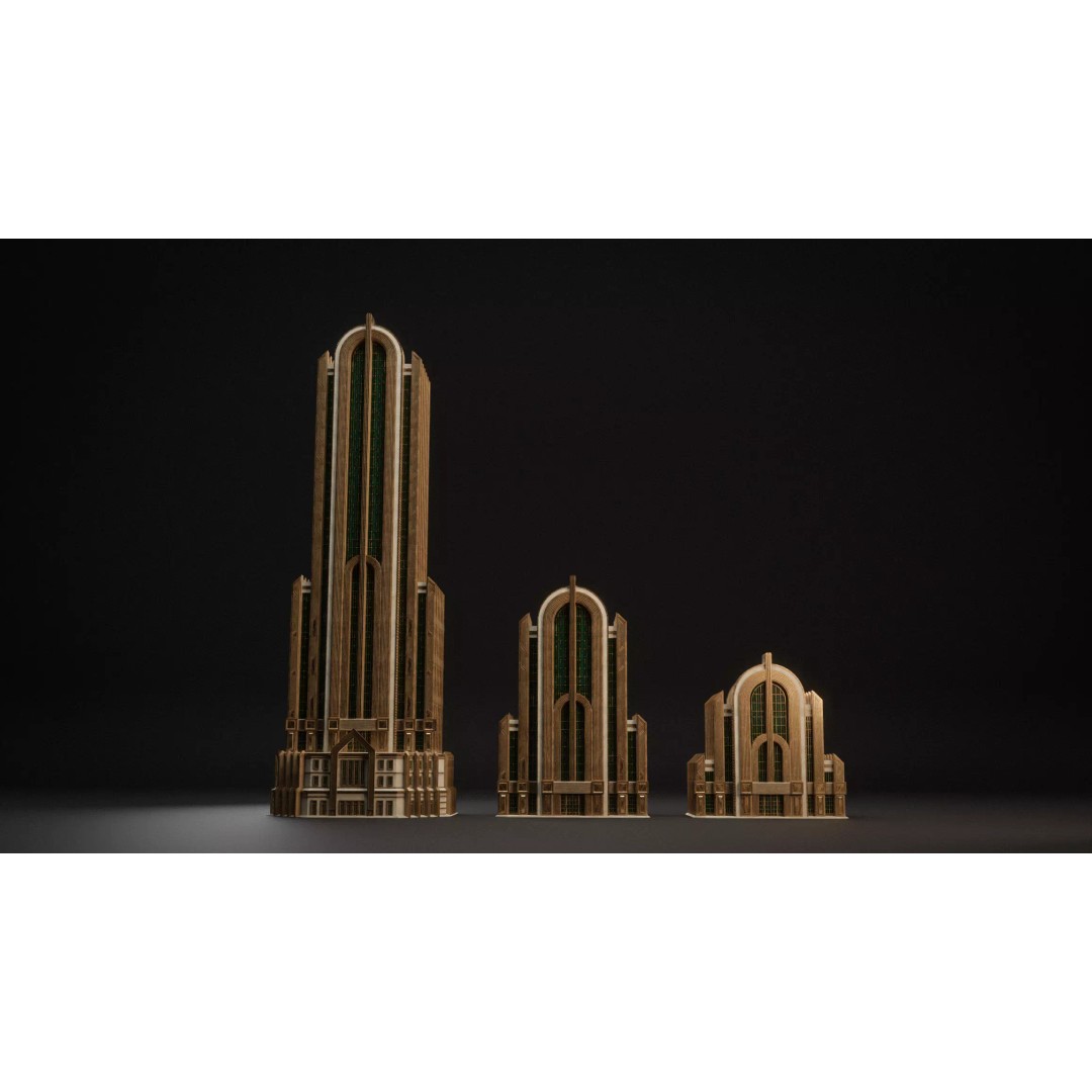 Fantasy Building 3D Model – Art Deco Low Poly Architecture, FBX - View 4