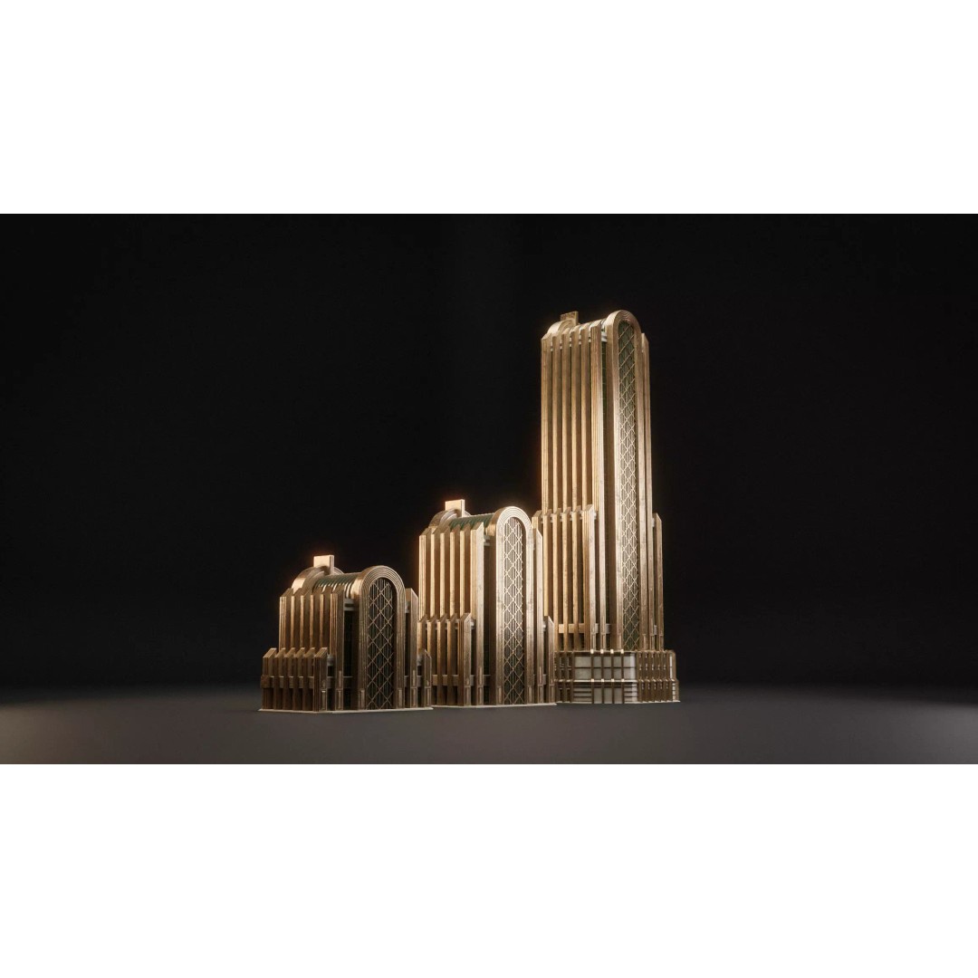 Fantasy Building 3D Model – Art Deco Low Poly Architecture, FBX - View 7