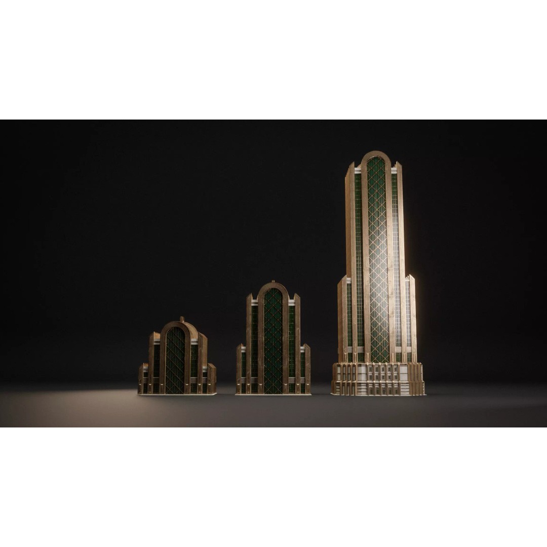 Fantasy Building 3D Model – Art Deco Low Poly Architecture, FBX - View 8