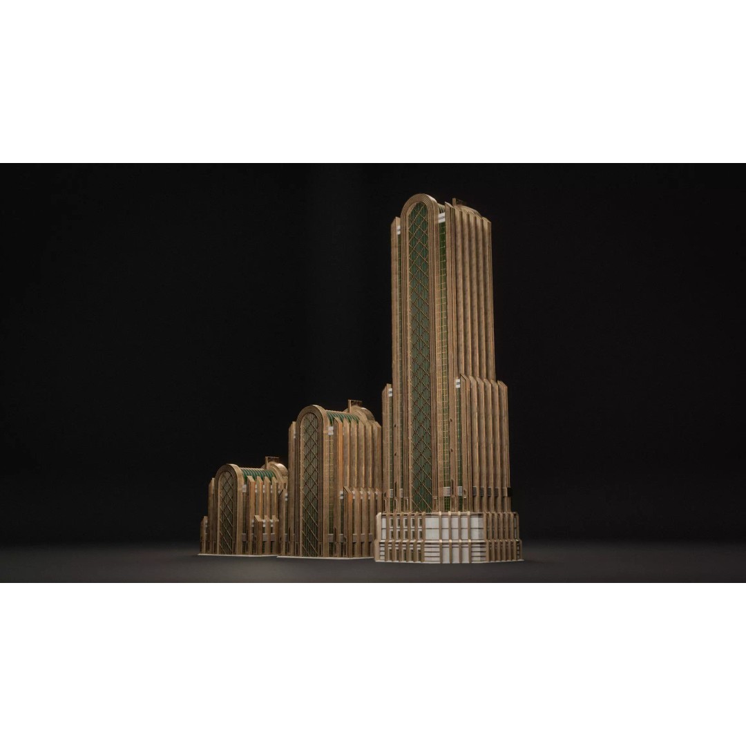 Fantasy Building 3D Model – Art Deco Low Poly Architecture, FBX - View 9