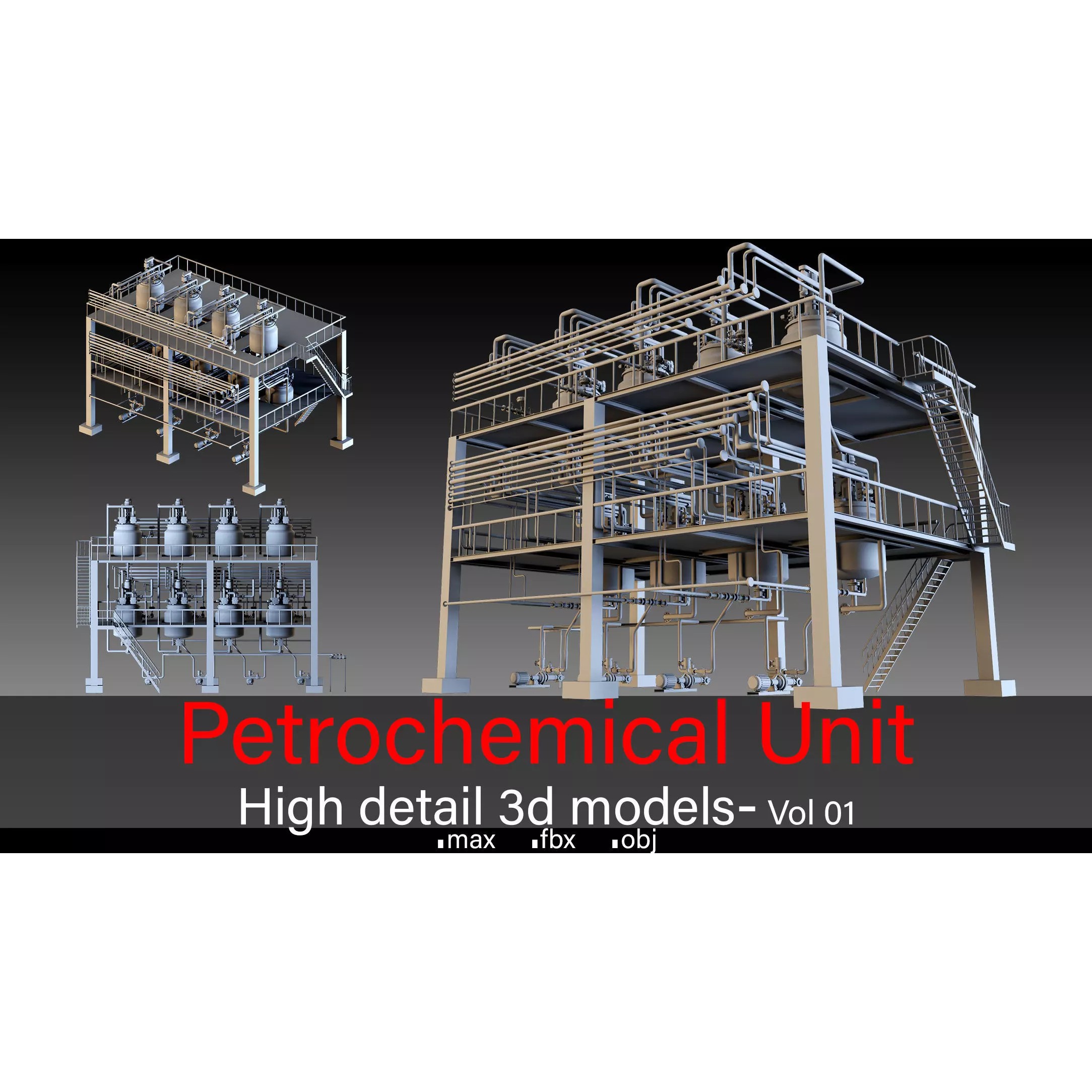 Petrochemical Unit - Modular Industrial 3D Model - View 2
