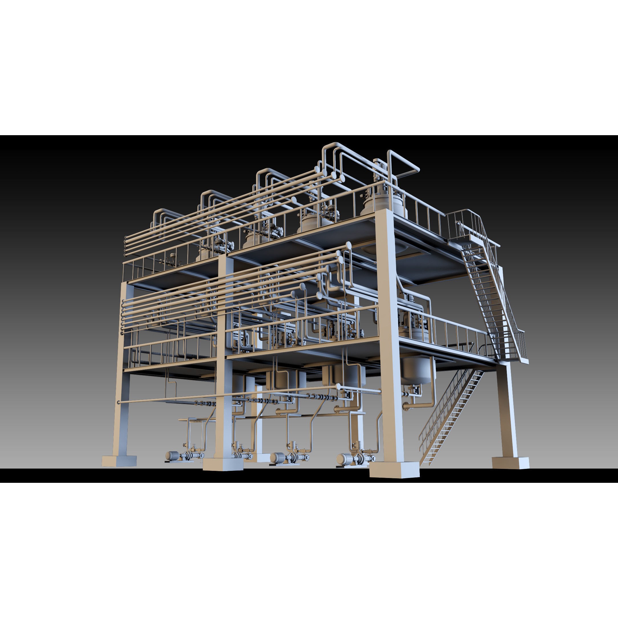 Petrochemical Unit - Modular Industrial 3D Model - View 3
