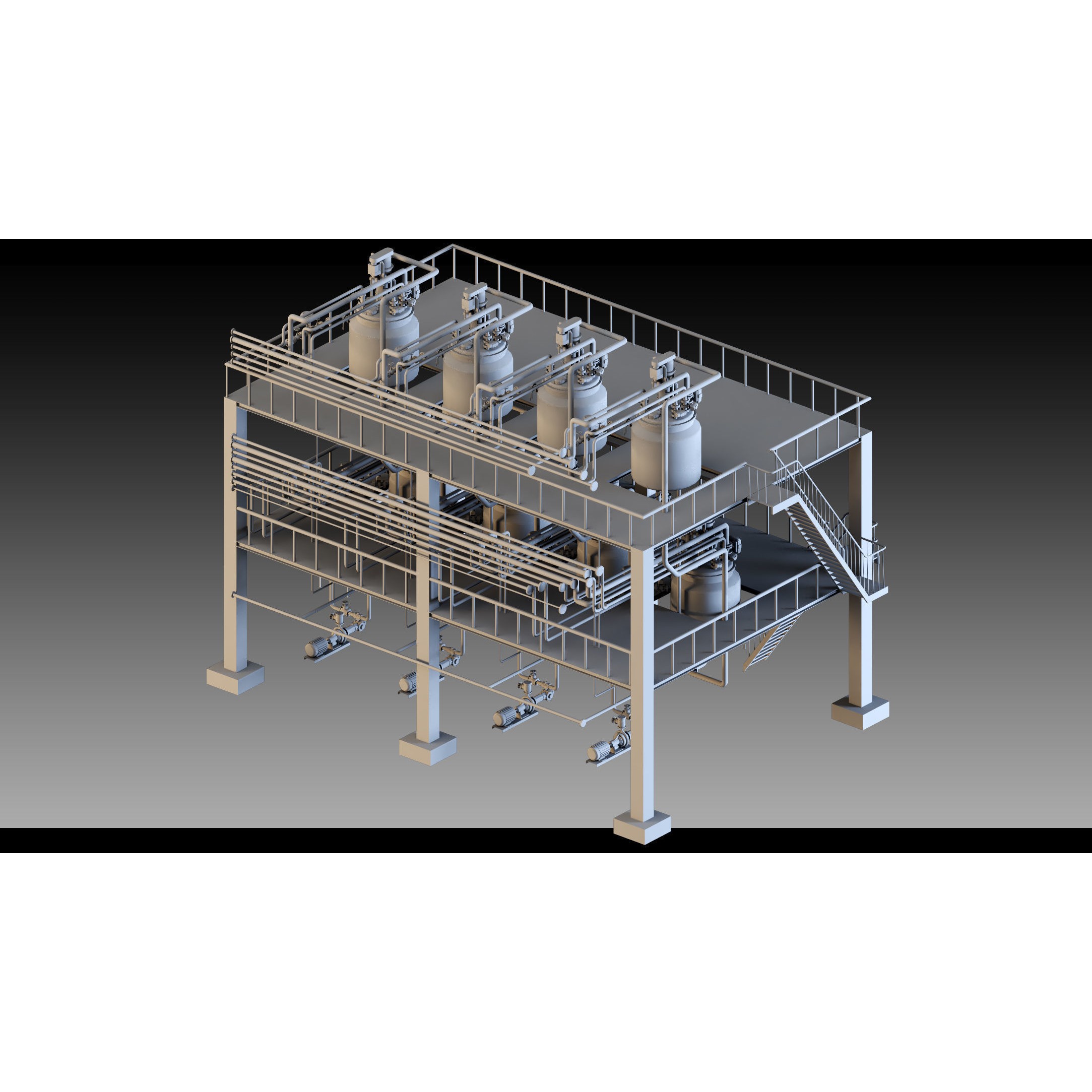 Petrochemical Unit - Modular Industrial 3D Model - View 4