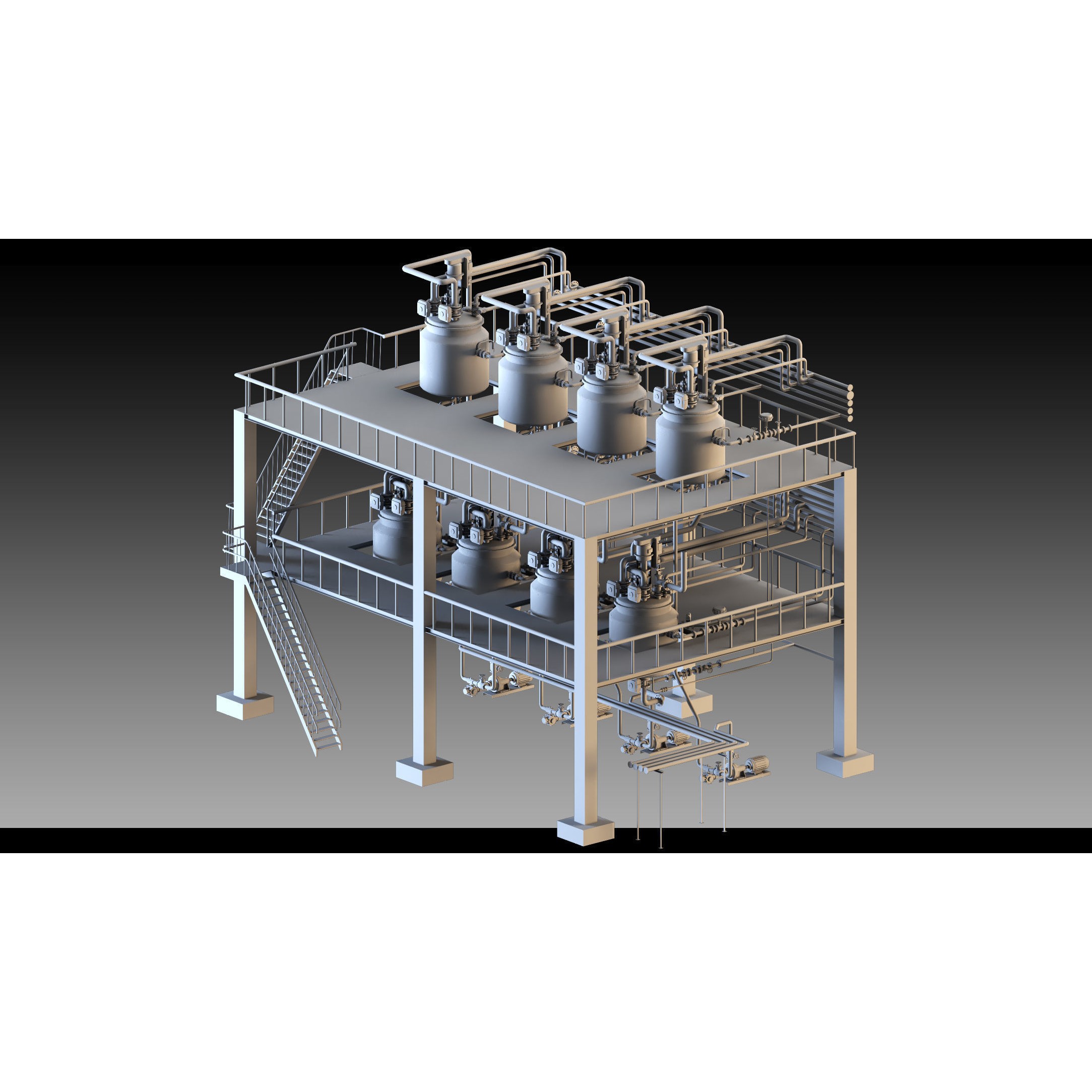 Petrochemical Unit - Modular Industrial 3D Model - View 5