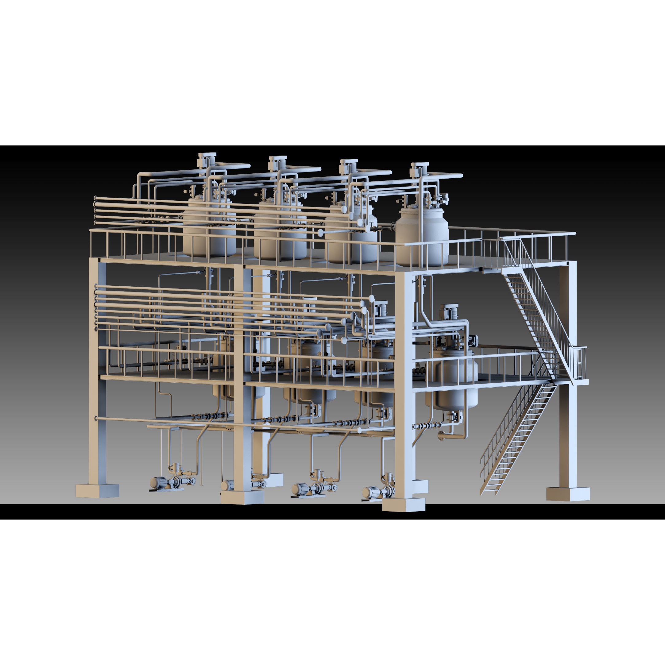 Petrochemical Unit - Modular Industrial 3D Model - View 6