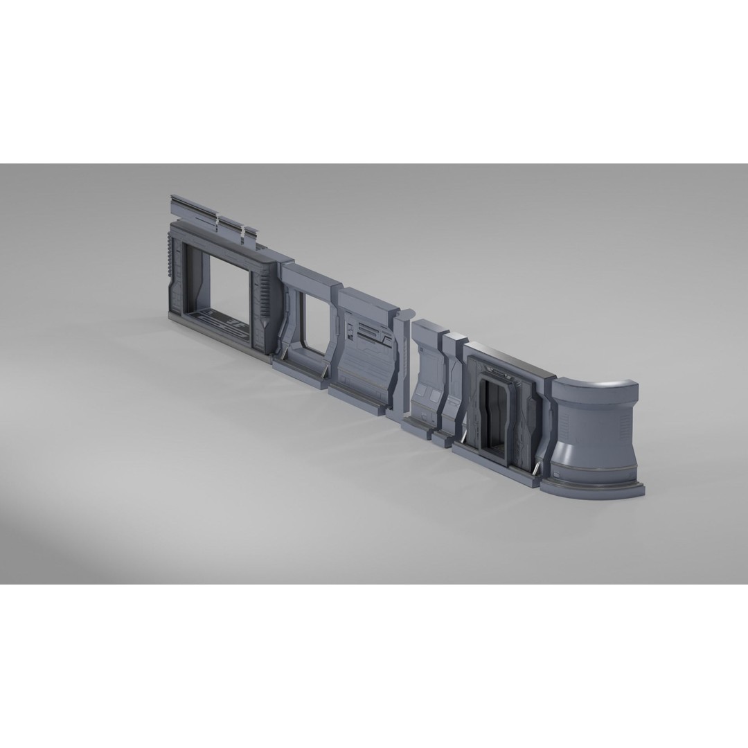 Sci-Fi Military Base 3D Model – Low Poly Modular Kit, FBX/Blender