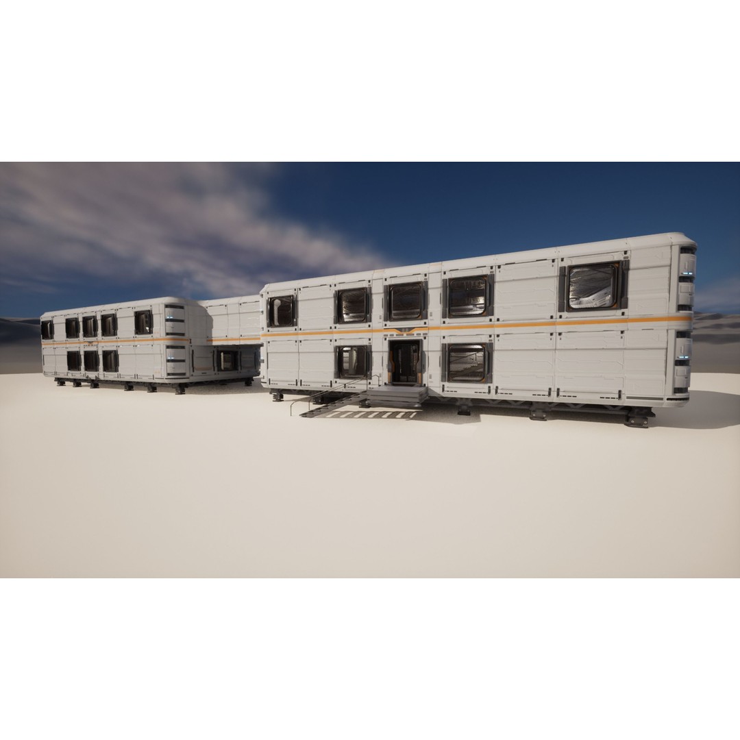 Sci-Fi Military Base 3D Model – Low Poly Modular Kit, FBX/Blender - View 10