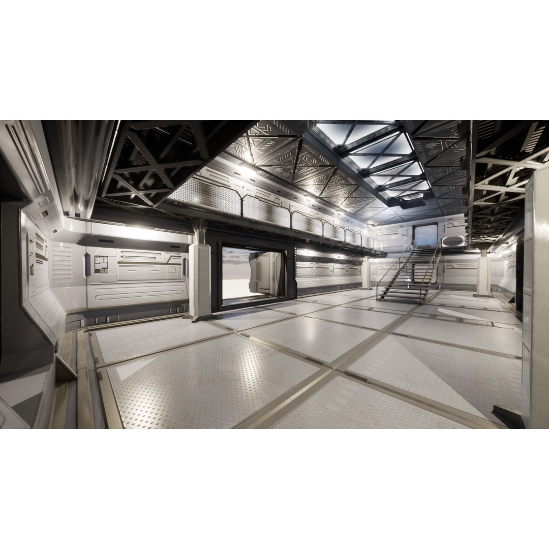 Sci-Fi Military Base 3D Model – Low Poly Modular Kit, FBX/Blender - View 13