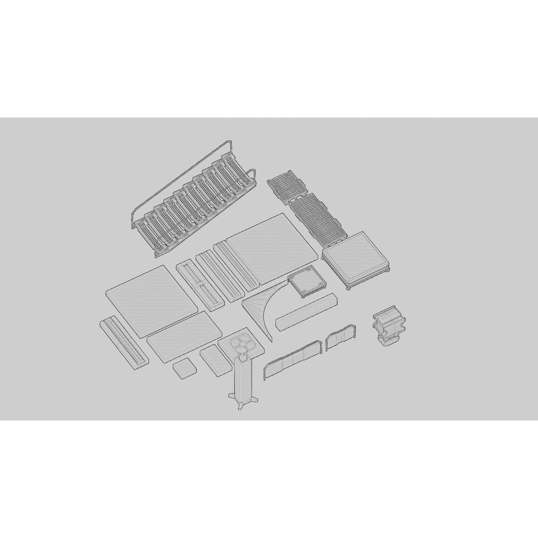 Sci-Fi Military Base 3D Model – Low Poly Modular Kit, FBX/Blender - View 15