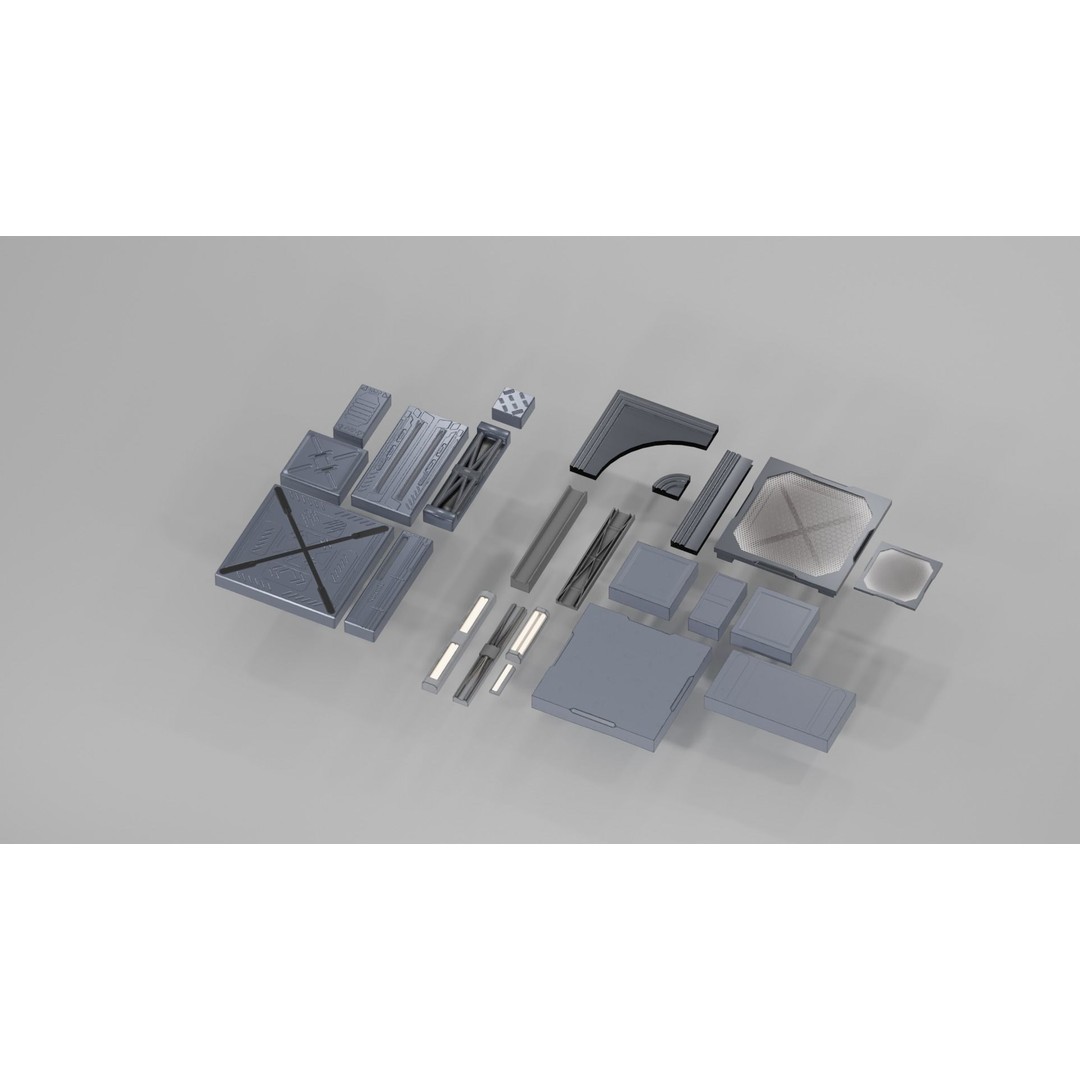 Sci-Fi Military Base 3D Model – Low Poly Modular Kit, FBX/Blender - View 18