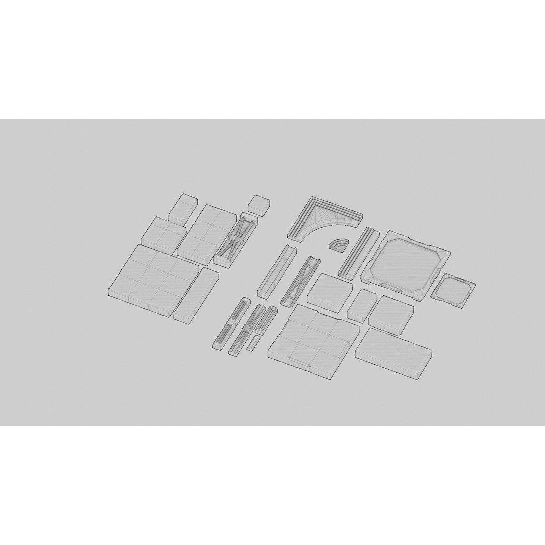 Sci-Fi Military Base 3D Model – Low Poly Modular Kit, FBX/Blender - View 19