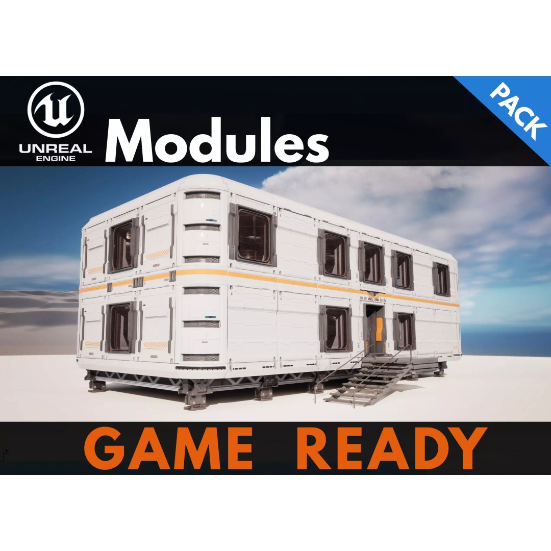 Sci-Fi Military Base 3D Model – Low Poly Modular Kit, FBX/Blender - View 2