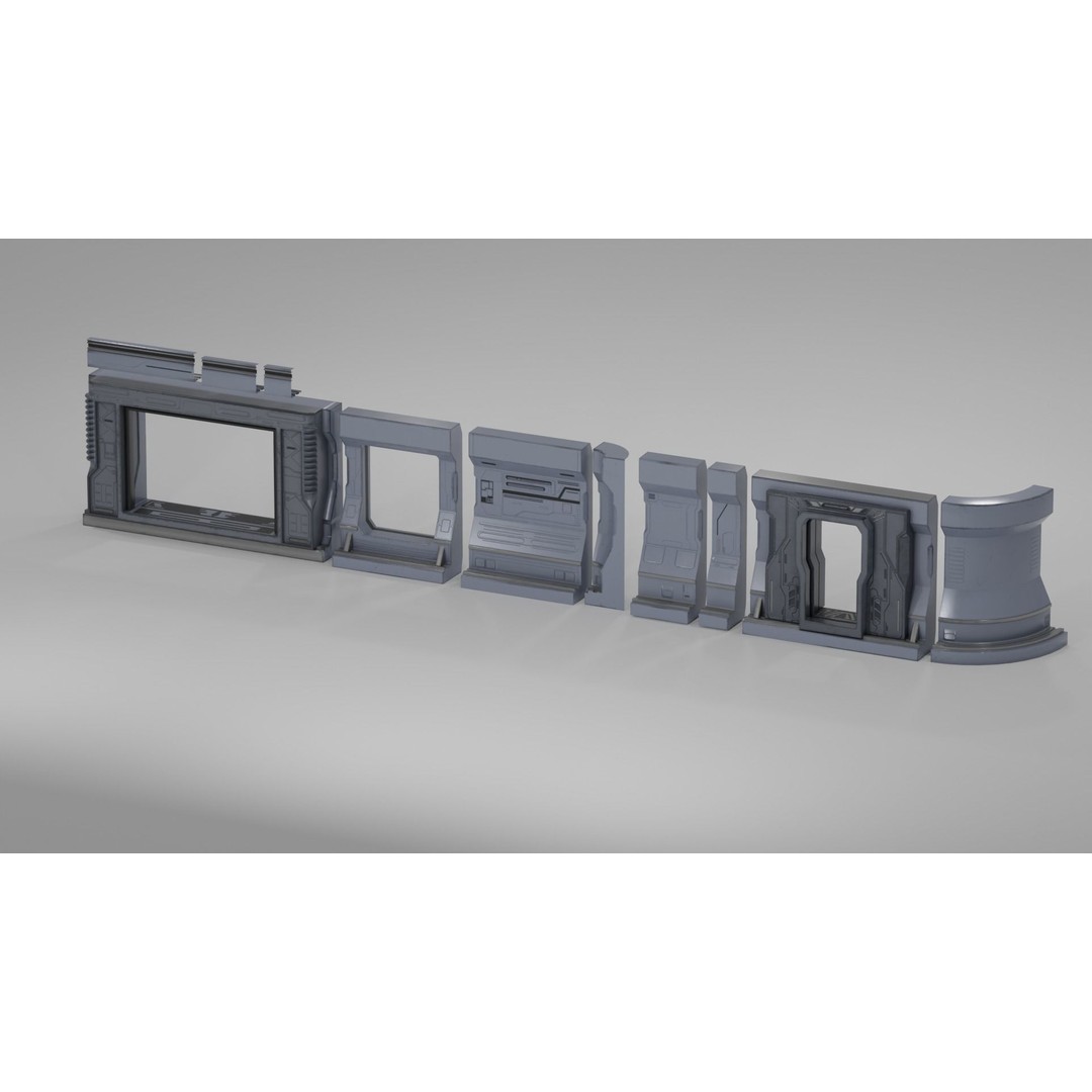 Sci-Fi Military Base 3D Model – Low Poly Modular Kit, FBX/Blender - View 23