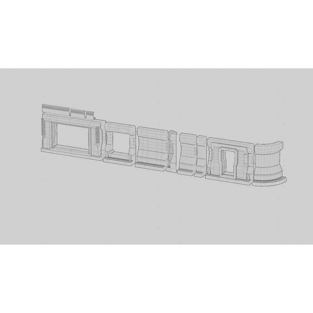 Sci-Fi Military Base 3D Model – Low Poly Modular Kit, FBX/Blender - View 24