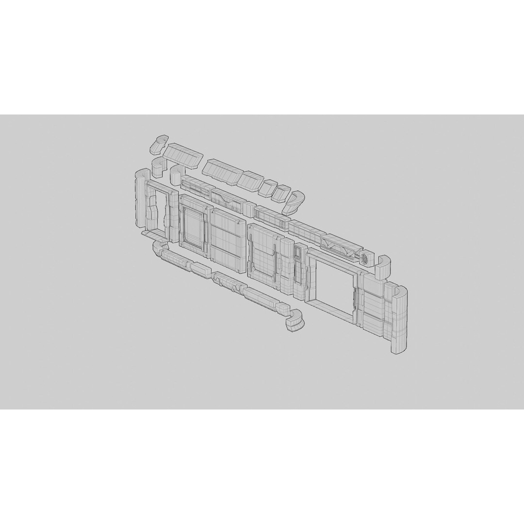 Sci-Fi Military Base 3D Model – Low Poly Modular Kit, FBX/Blender - View 25