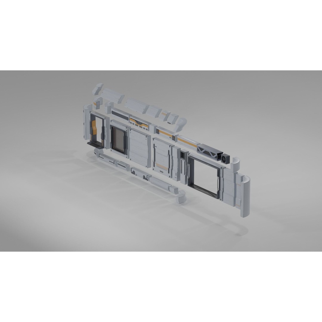 Sci-Fi Military Base 3D Model – Low Poly Modular Kit, FBX/Blender - View 26