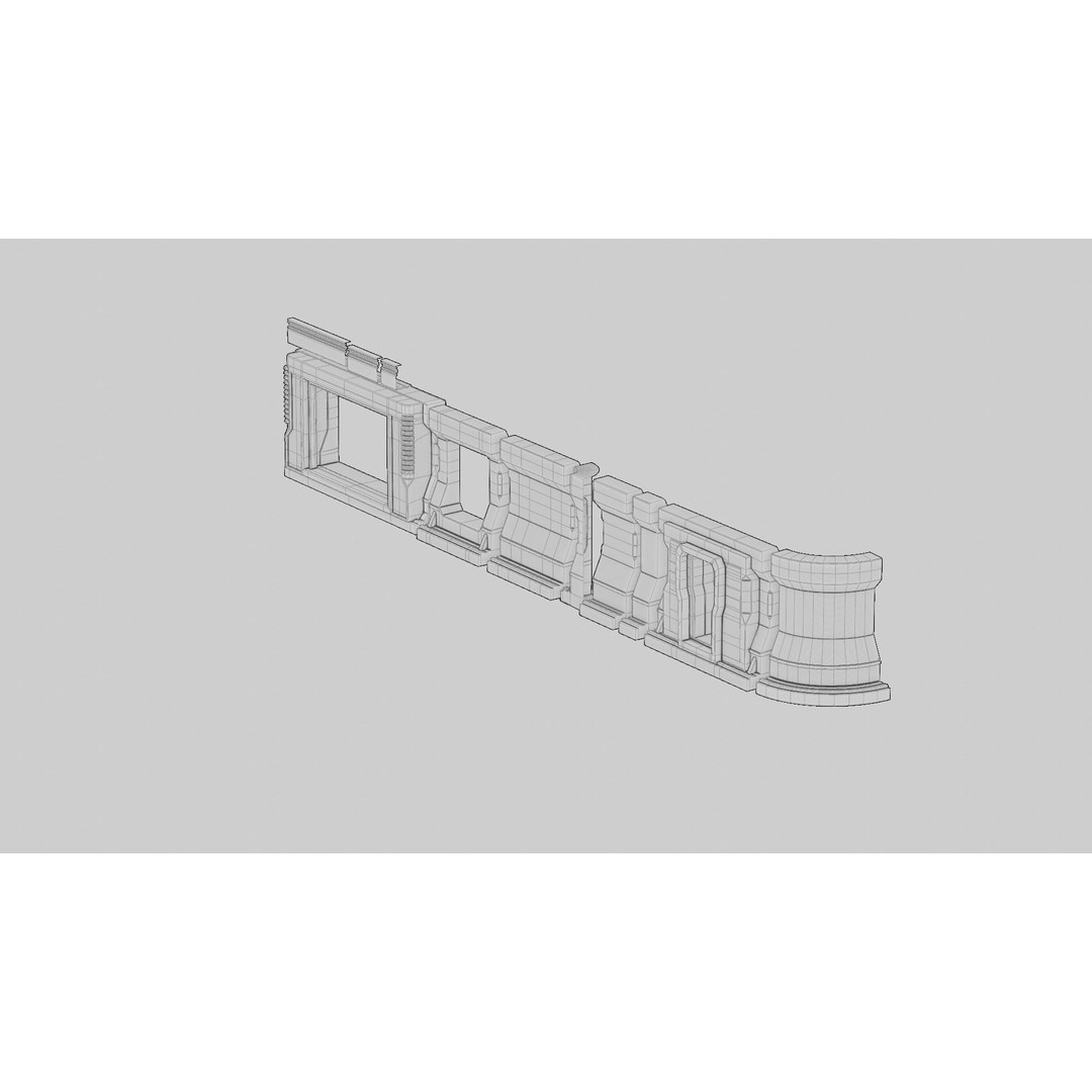 Sci-Fi Military Base 3D Model – Low Poly Modular Kit, FBX/Blender - View 27