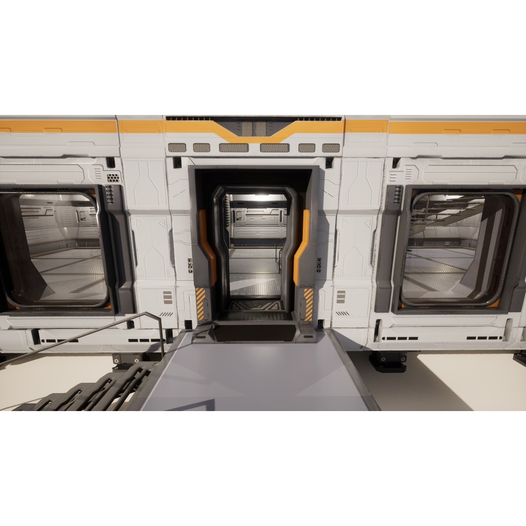 Sci-Fi Military Base 3D Model – Low Poly Modular Kit, FBX/Blender - View 4