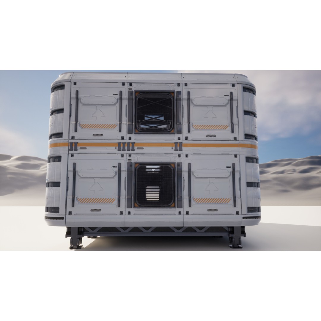 Sci-Fi Military Base 3D Model – Low Poly Modular Kit, FBX/Blender - View 5