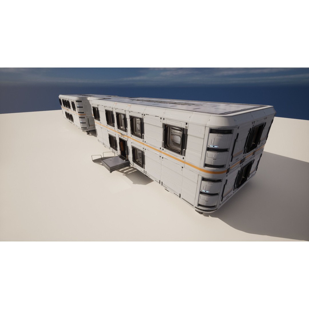 Sci-Fi Military Base 3D Model – Low Poly Modular Kit, FBX/Blender - View 6