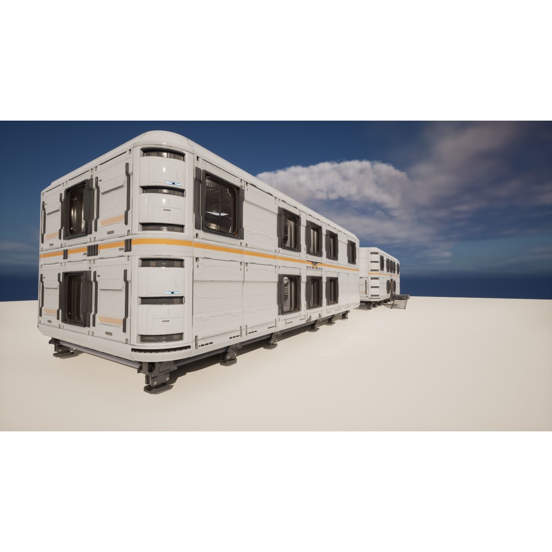Sci-Fi Military Base 3D Model – Low Poly Modular Kit, FBX/Blender - View 7