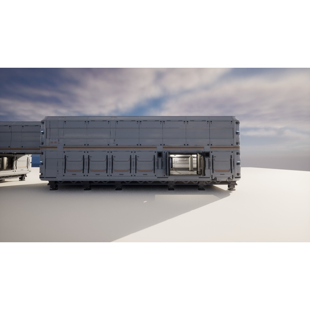 Sci-Fi Military Base 3D Model – Low Poly Modular Kit, FBX/Blender - View 8