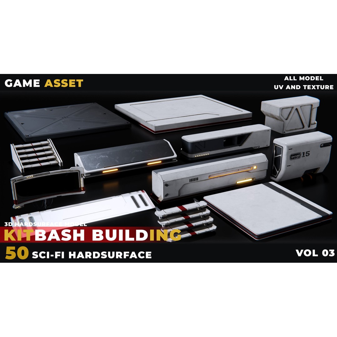 Sci-Fi Building 3D Model – Low Poly Kitbash, PBR Textures, FBX - View 4