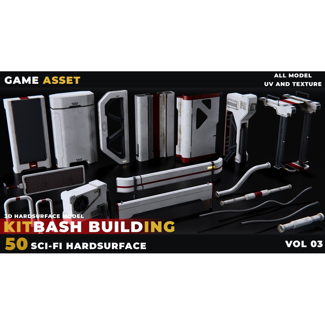 Sci-Fi Building 3D Model – Low Poly Kitbash, PBR Textures, FBX - View 5