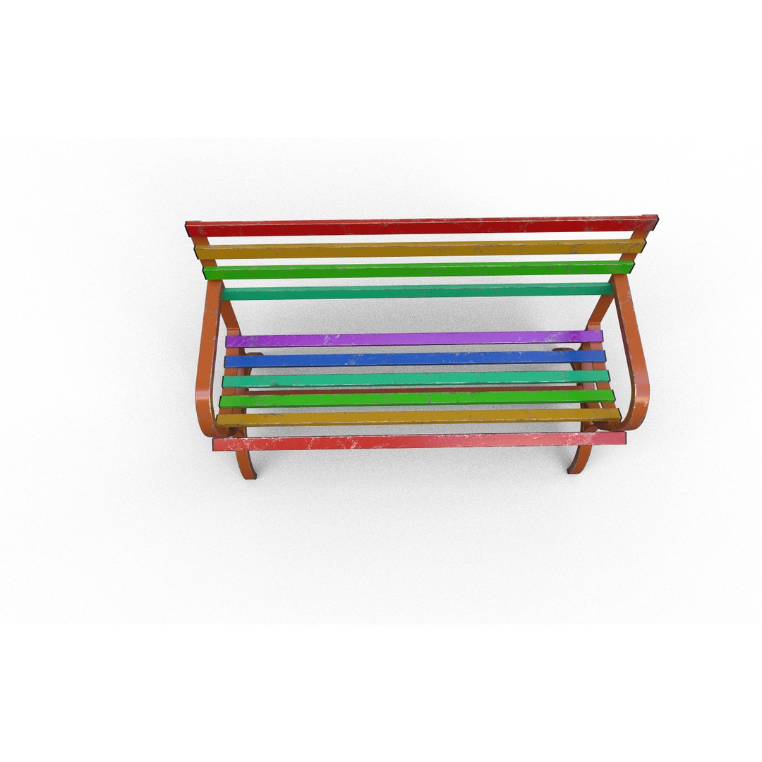 Old Street Bench 3D Model – Low Poly Furniture Asset, FBX, Game Ready