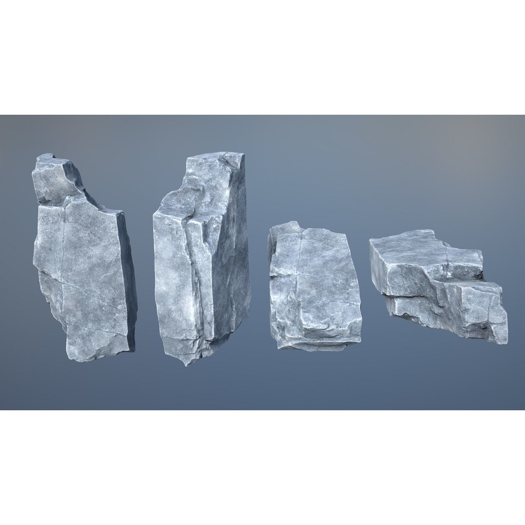Gray Sharp Rocks 3D Model – Low Poly Game Asset, FBX, Blender - View 10