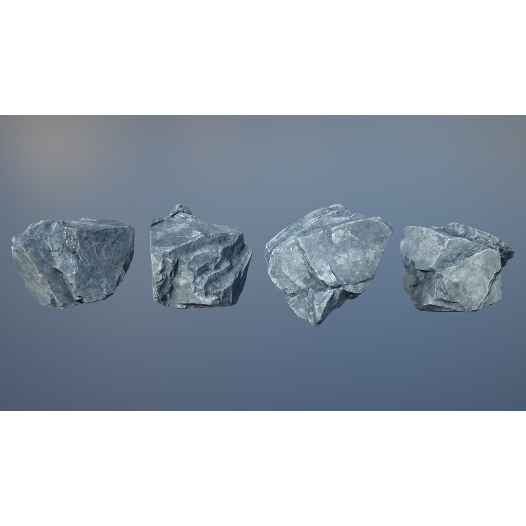 Gray Sharp Rocks 3D Model – Low Poly Game Asset, FBX, Blender - View 11