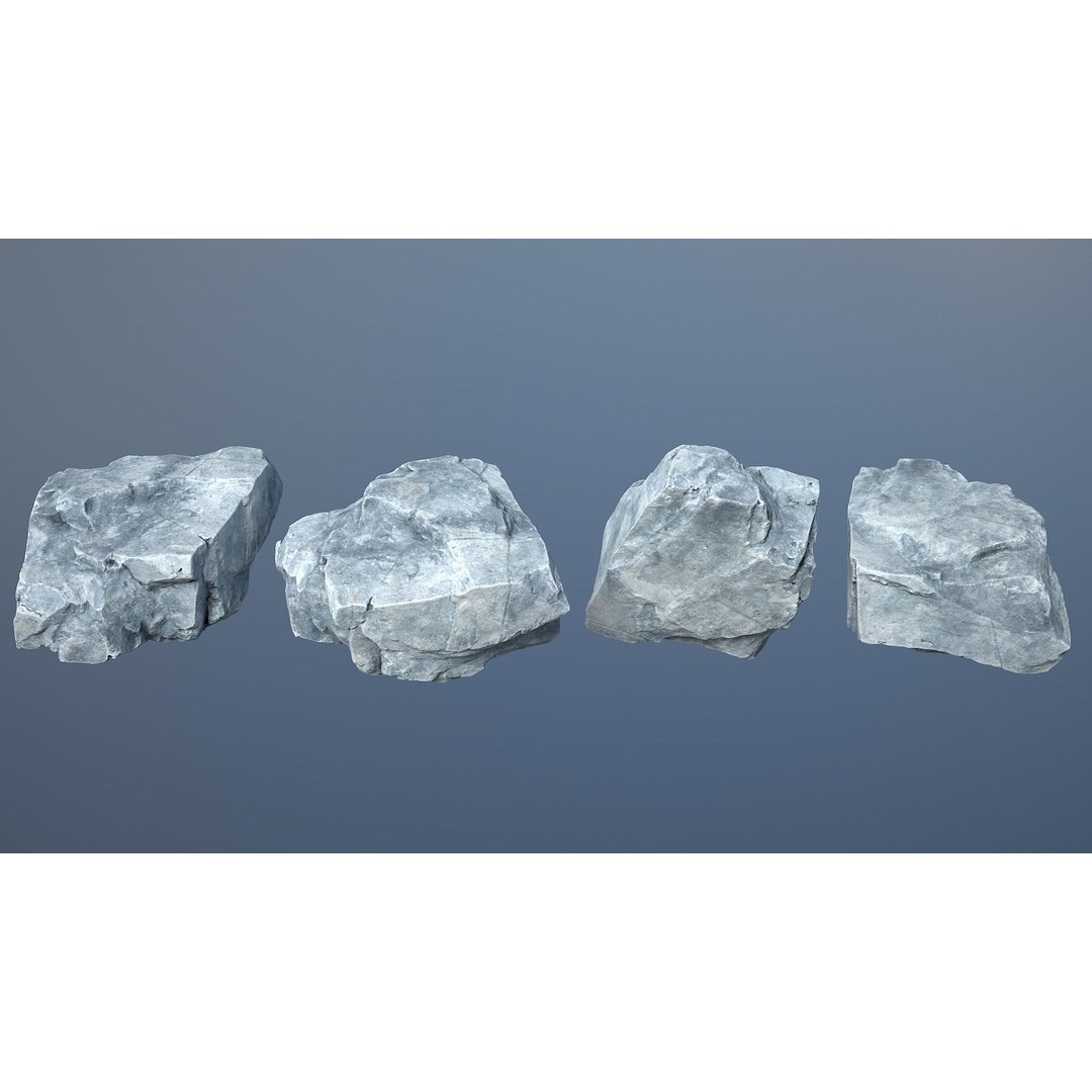 Gray Sharp Rocks 3D Model – Low Poly Game Asset, FBX, Blender - View 6