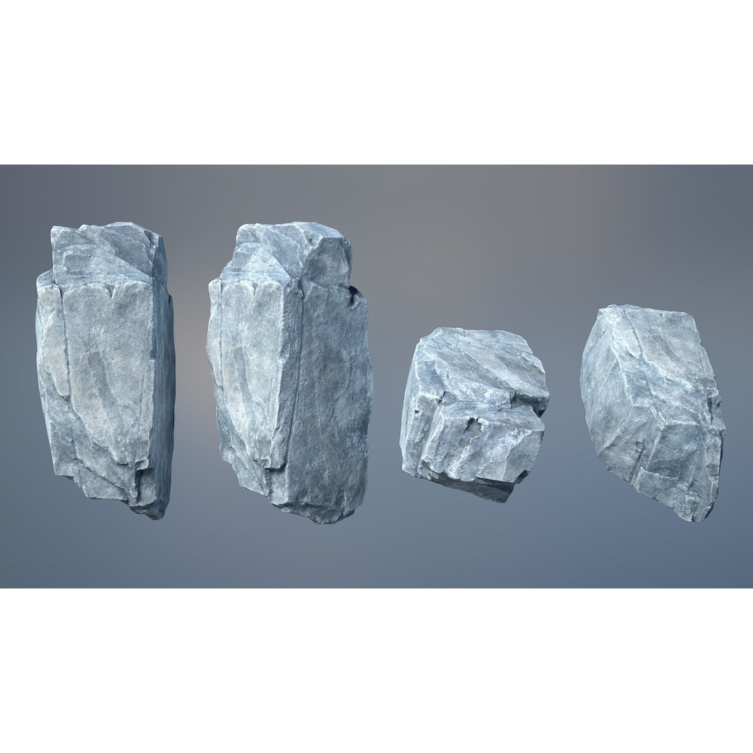 Gray Sharp Rocks 3D Model – Low Poly Game Asset, FBX, Blender - View 7