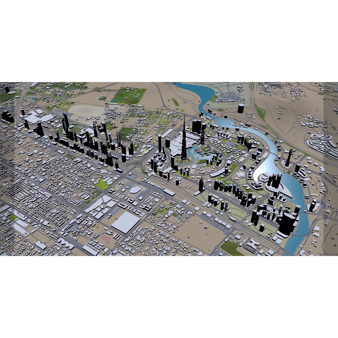 Dubai Business Bay 3D Model – Low Poly Cityscape Asset, FBX, C4D - View 10